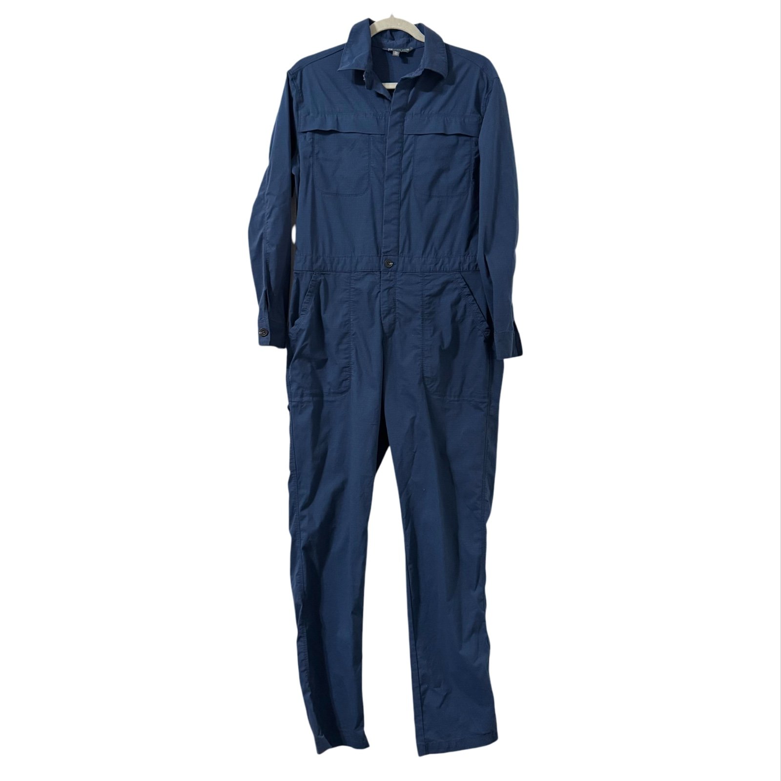 Title Nine Rosie Utility Long Sleeve Jumpsuit Womens Small Blue Chore Ripstop