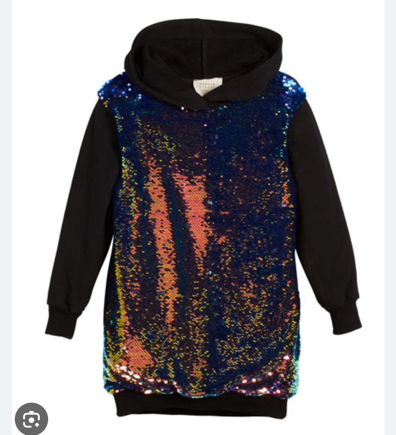 Hannah Banana Iridescent Sequin Front Hoodie Dress