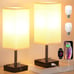 Nightstand Lamps Set of 2 with USB C+A Fully Dimmable
