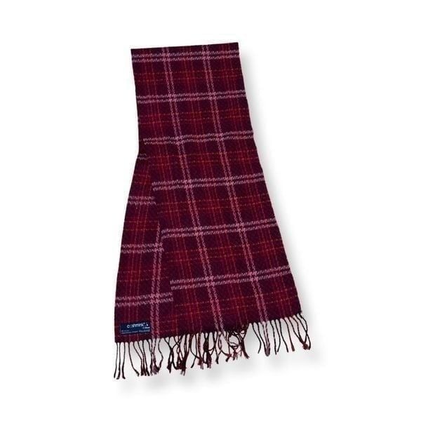 V. Fraas Red Plaid Tassel Cashmink Scarf Made in Germany