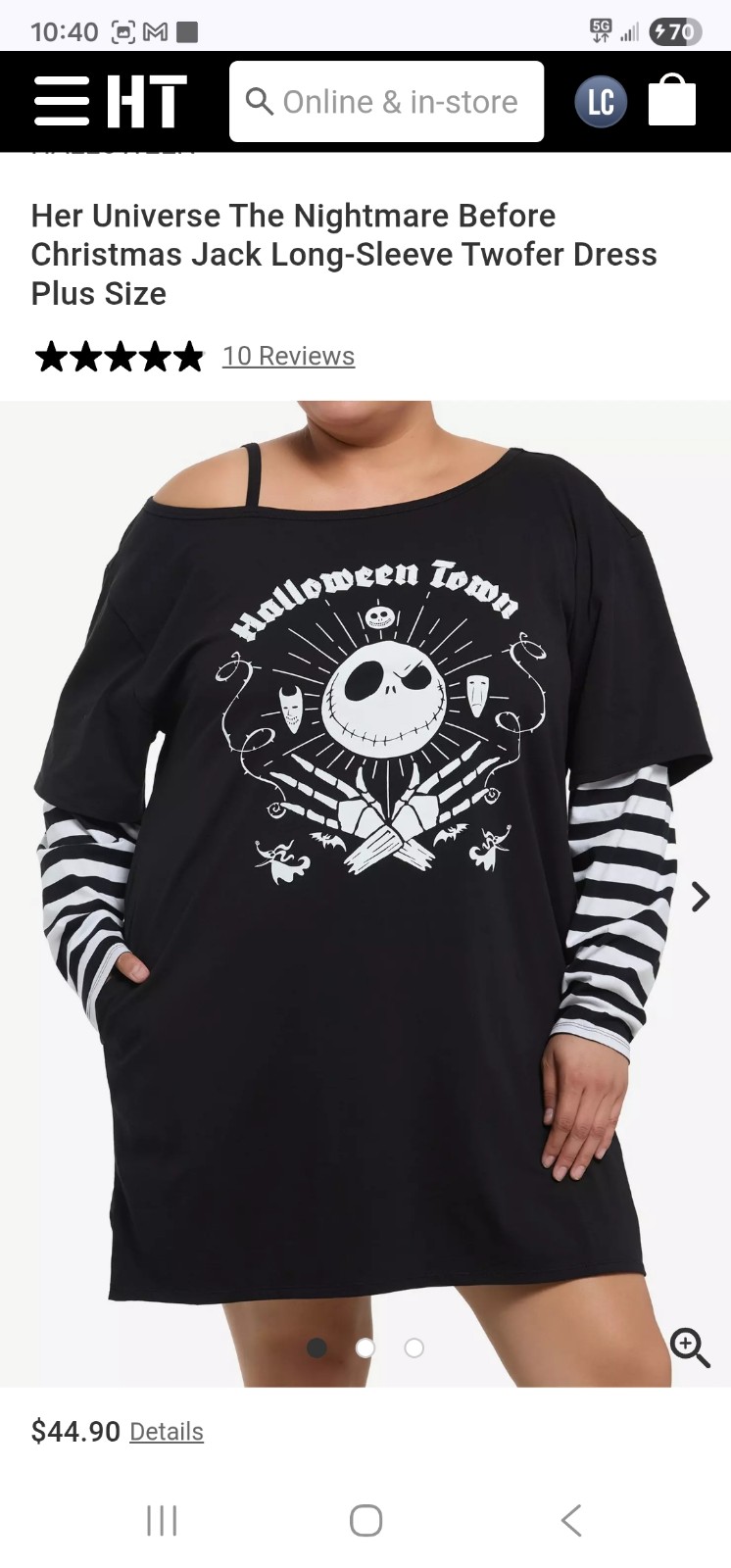 Nightmare before Christmas dress Torrid 1x jack skellington nwt