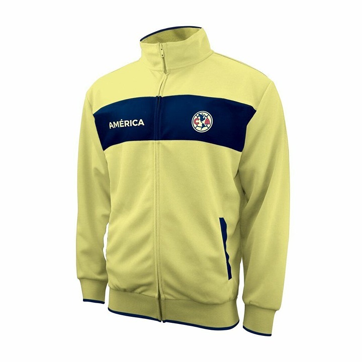 Club America 2022 Aguilas Logo Track Jacket - Yellow / Navy Blue Men's LARGE