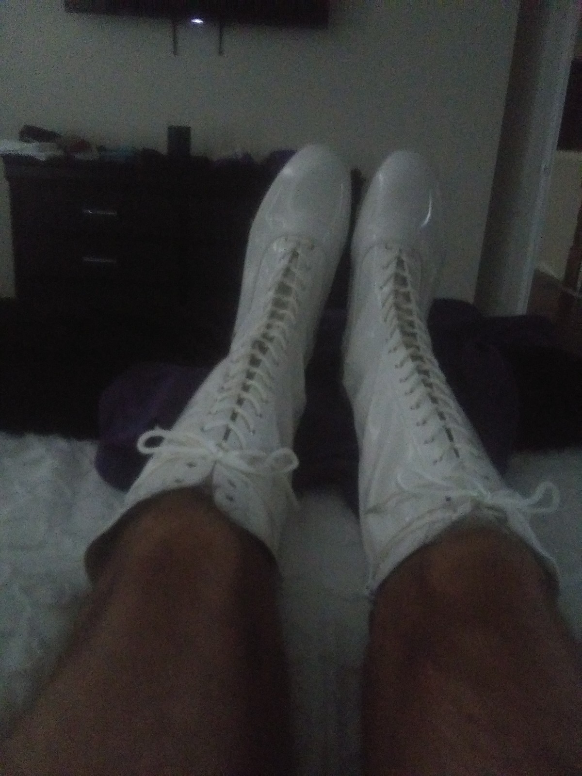 White wrestling boots Size 9