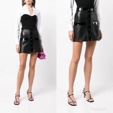 Revolve STAUD Paper Faux-leather Mini Skirt Women's Black Size 2