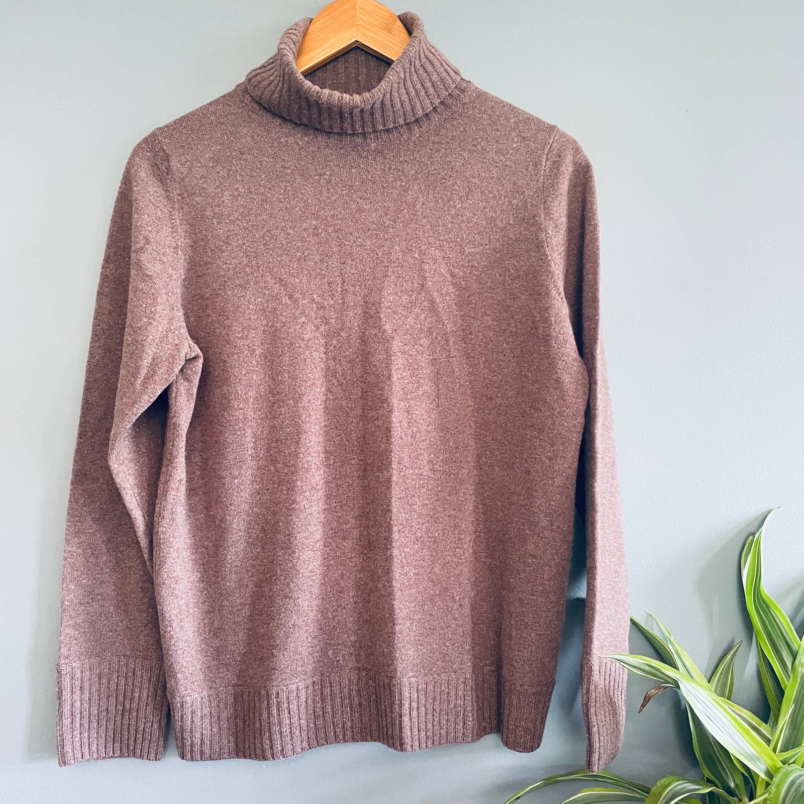 Pure Collection Turtleneck Sweater M Wool Cashmere Mohair Brown Women's