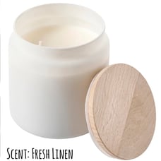 FRAMFÄRDN Scented candle in glass with lid/2 wicks, Fresh linen, 70 hr