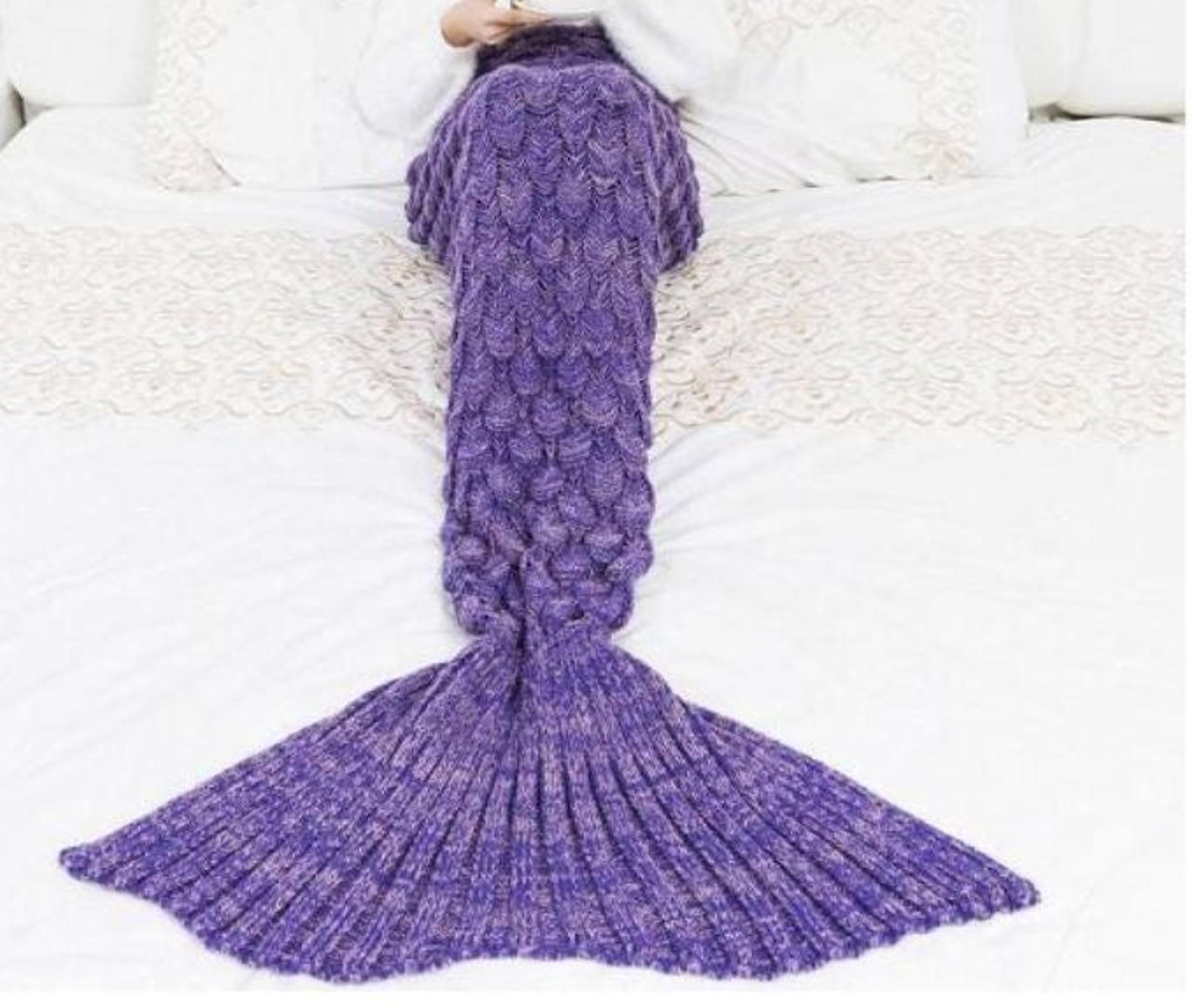 Crochet knit adult mermaid tail blanket