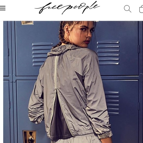 Free People jacket metallic windbreaker hood