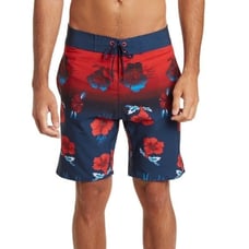 Burnside Mens Blue Red Tropical Board Shorts Pockets Swimwear Sz 32 NWT