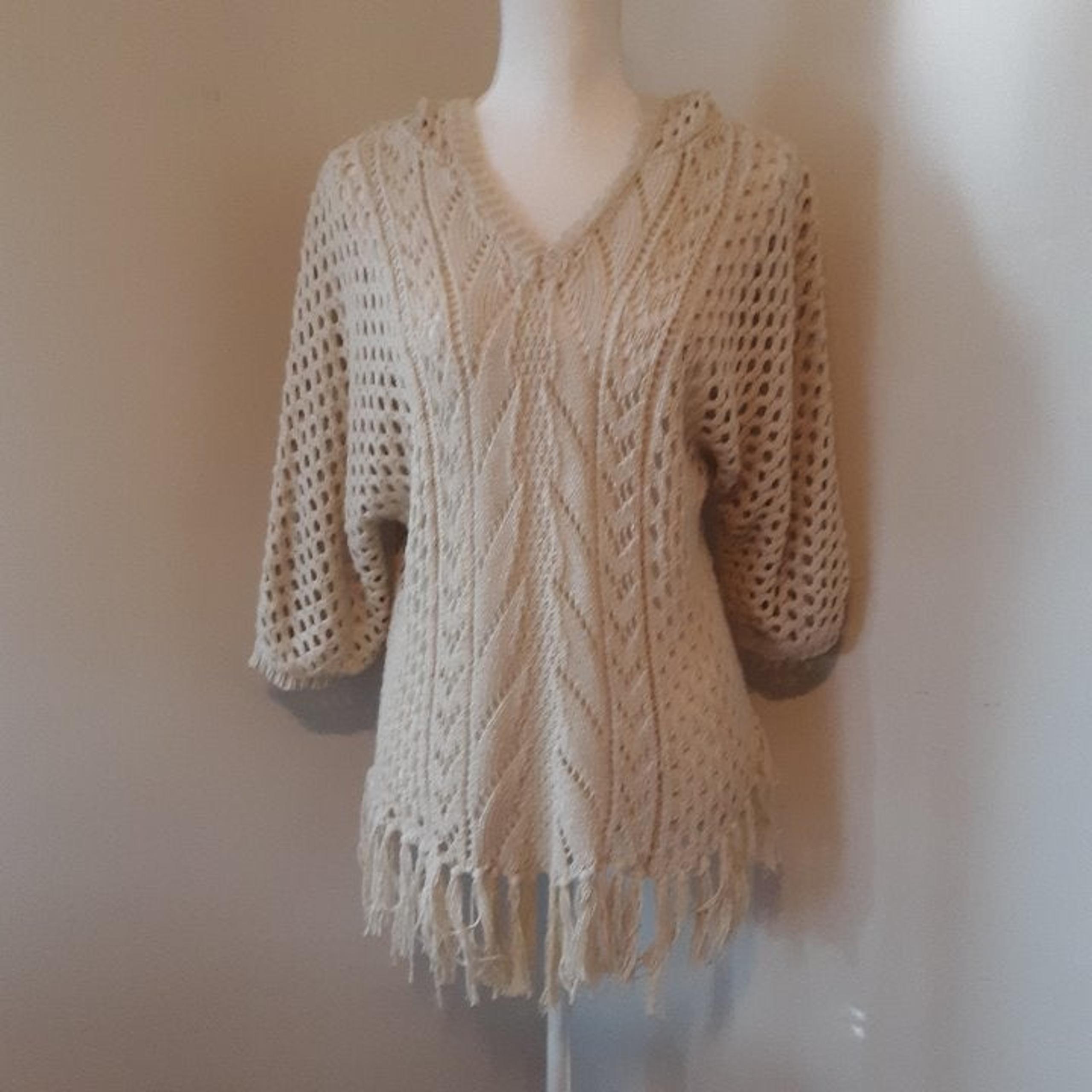 American Rag Hooded Knit Fringe Sweater