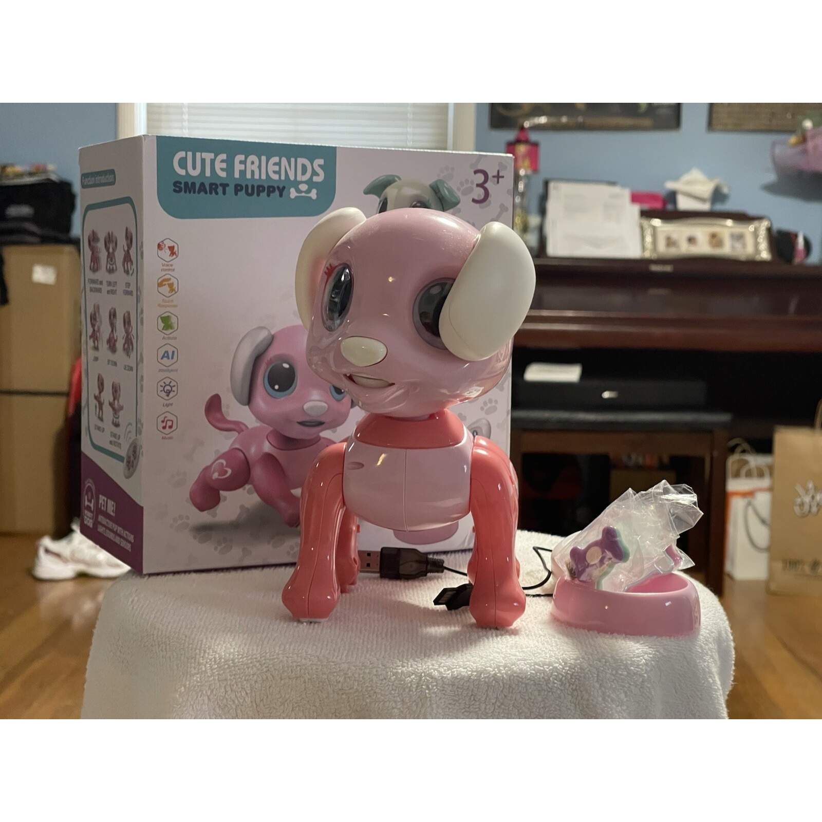 Cute Friends Smart Puppy Robot Dog Toy Pink battery dog kid toy