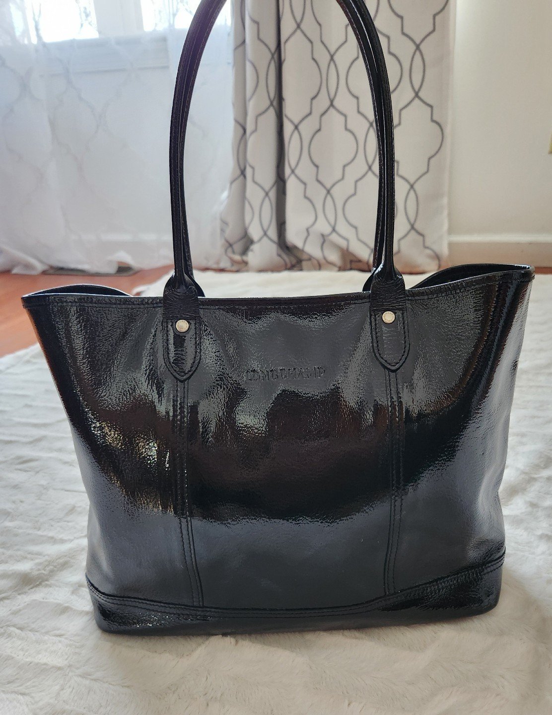 Longchamp cavalcade leather tote black