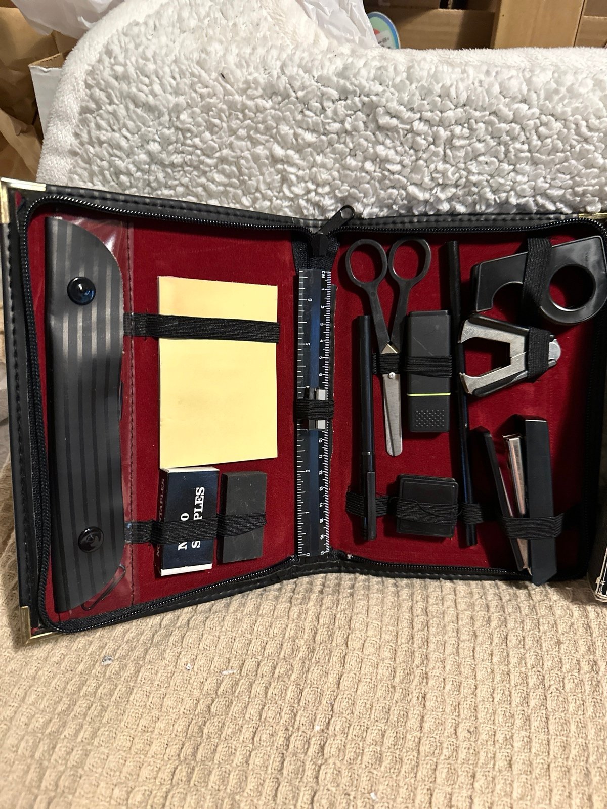 Vintage Executive Stationary Set Box Zipper Bifold Tools