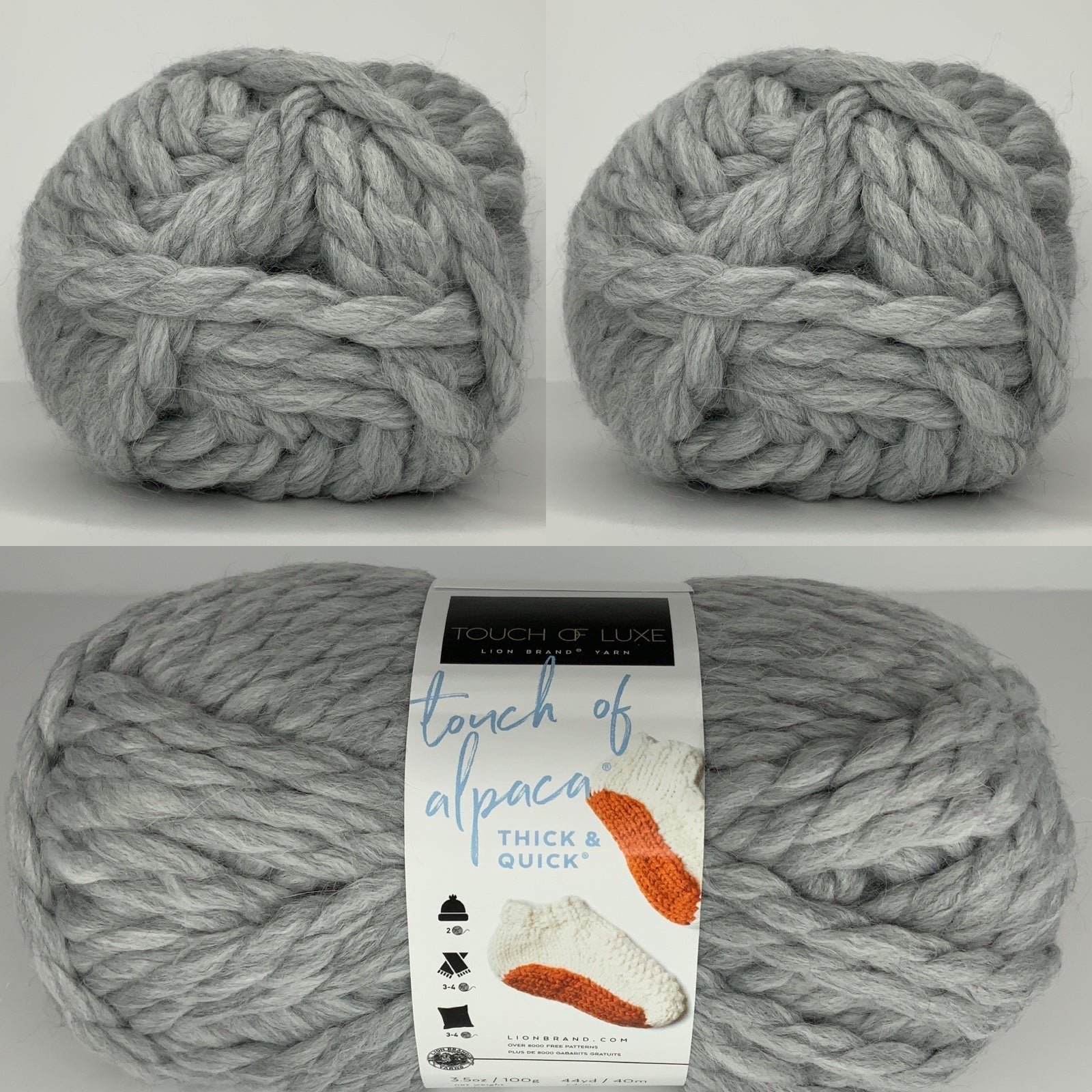 lot of 3 cement touch of alpaca thick and quick yarn