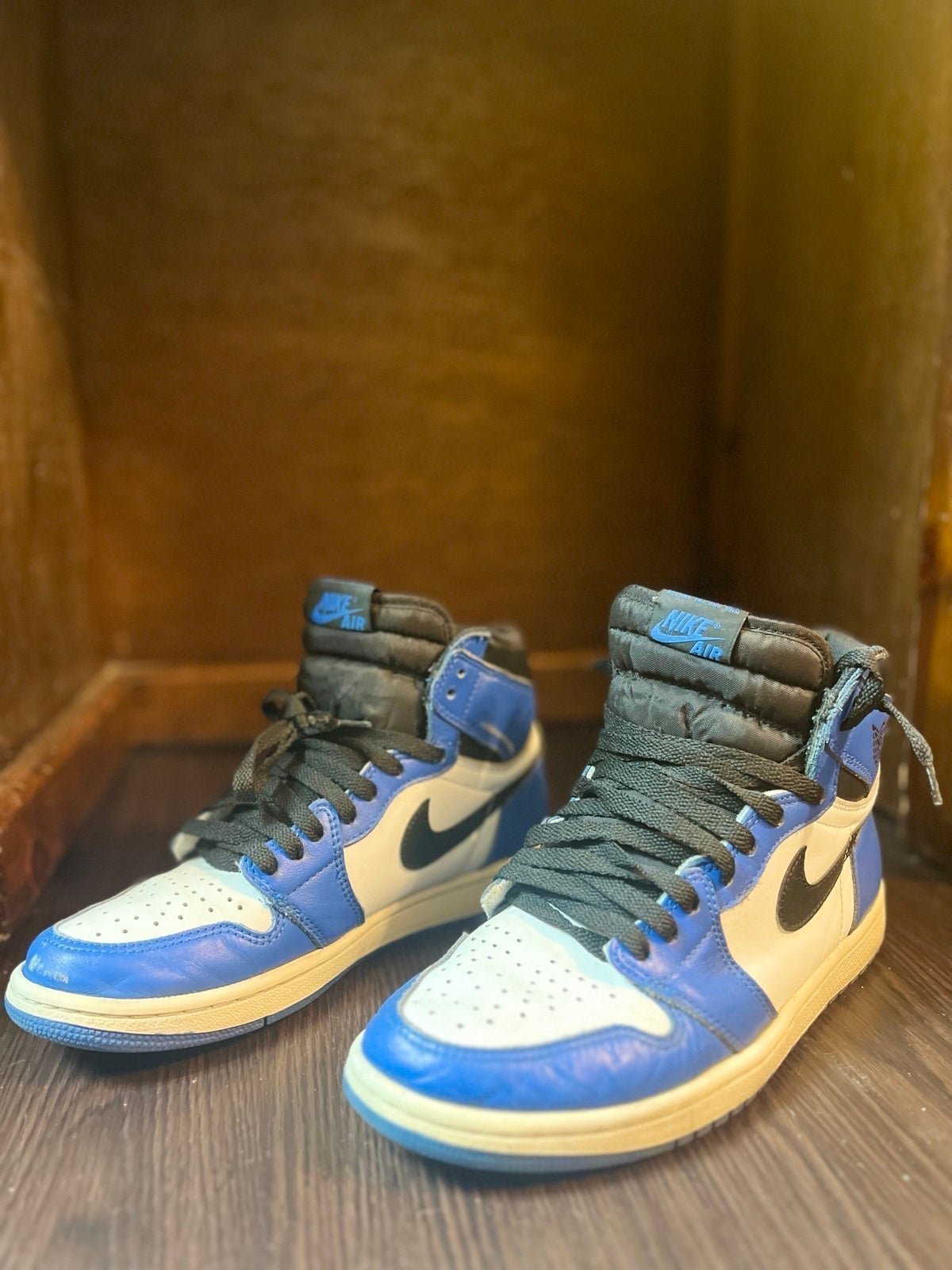 Nike Air Jordan 1 Retro High Shoes in White/University Blue/Game Royal