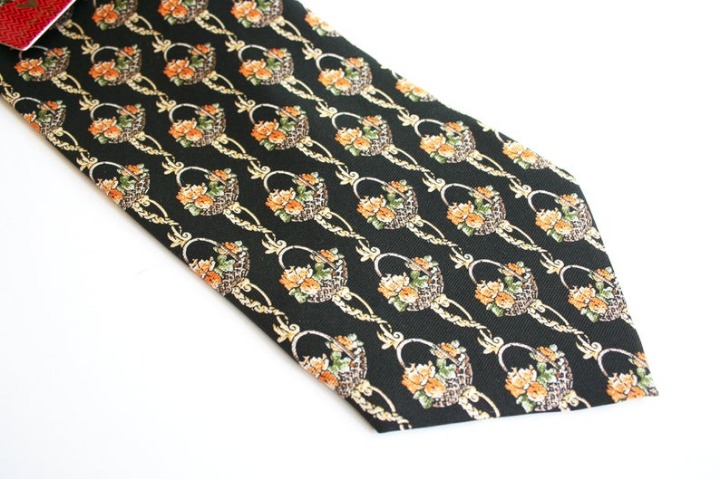 Vintage NOS Giovanni Valentino made in Italy silk ornate floral yellow orange