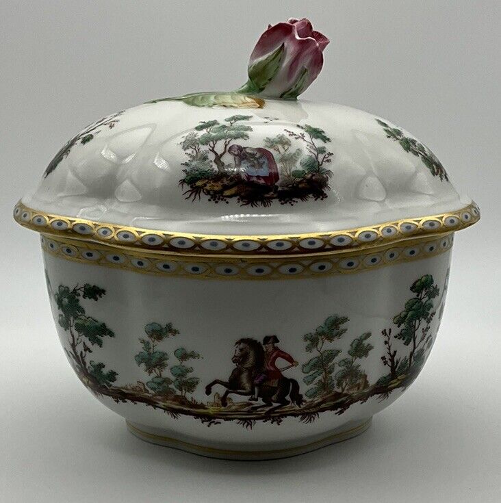 Richard Ginori Italy Vintage Covered Sugar Bowl Trinket Dish with Lid VGUC