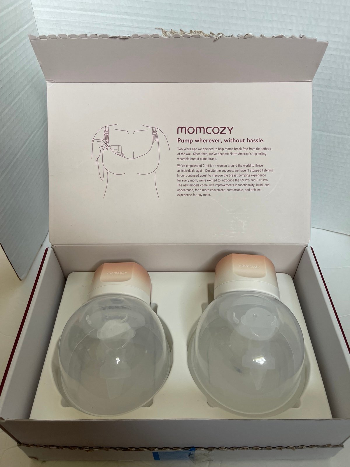 Momcozy Hands-Free Breast Pump S12 Pro Wearable, 2 Pack, Pink Orange