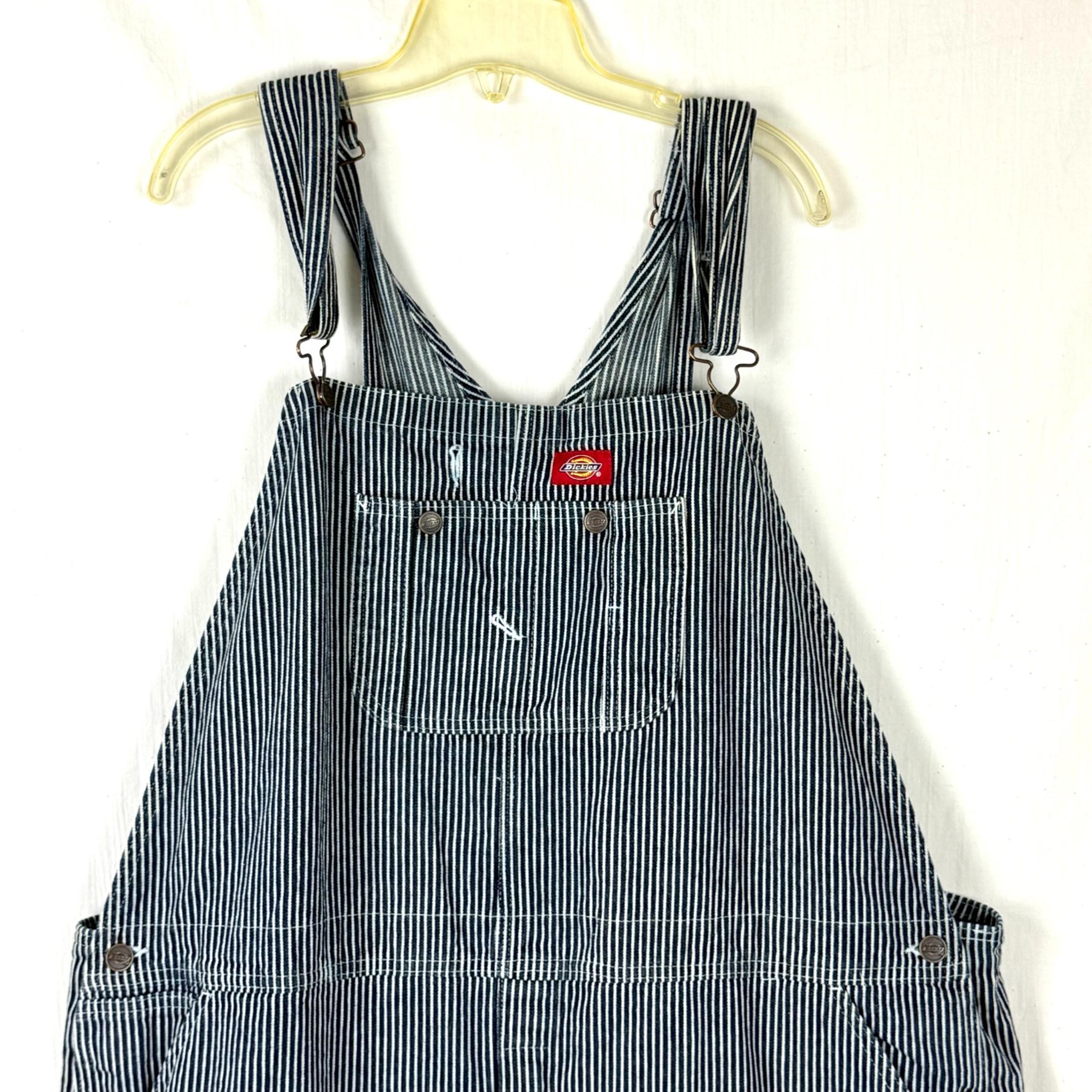 Bib Overalls Mens 48x32 Blue Striped Denim Train Conductor Trucker - Dickies