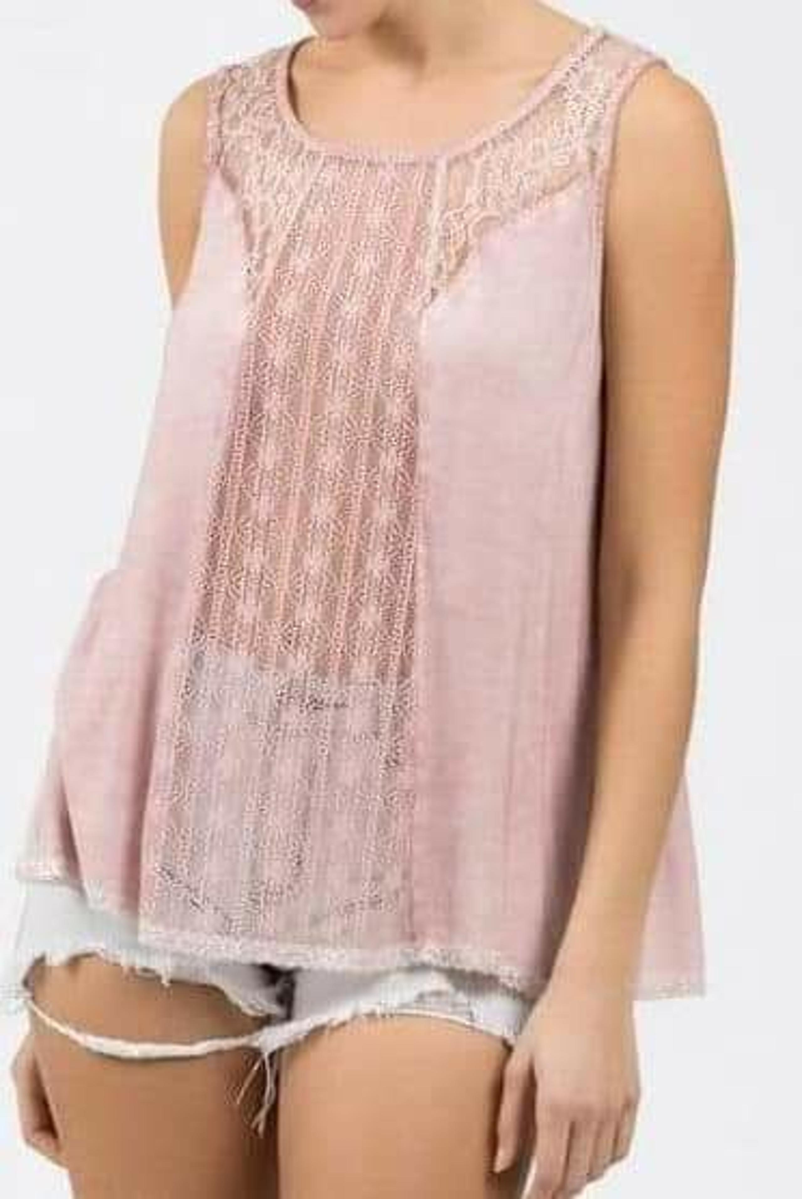 Dusty Pink Sleeveless Lace Top