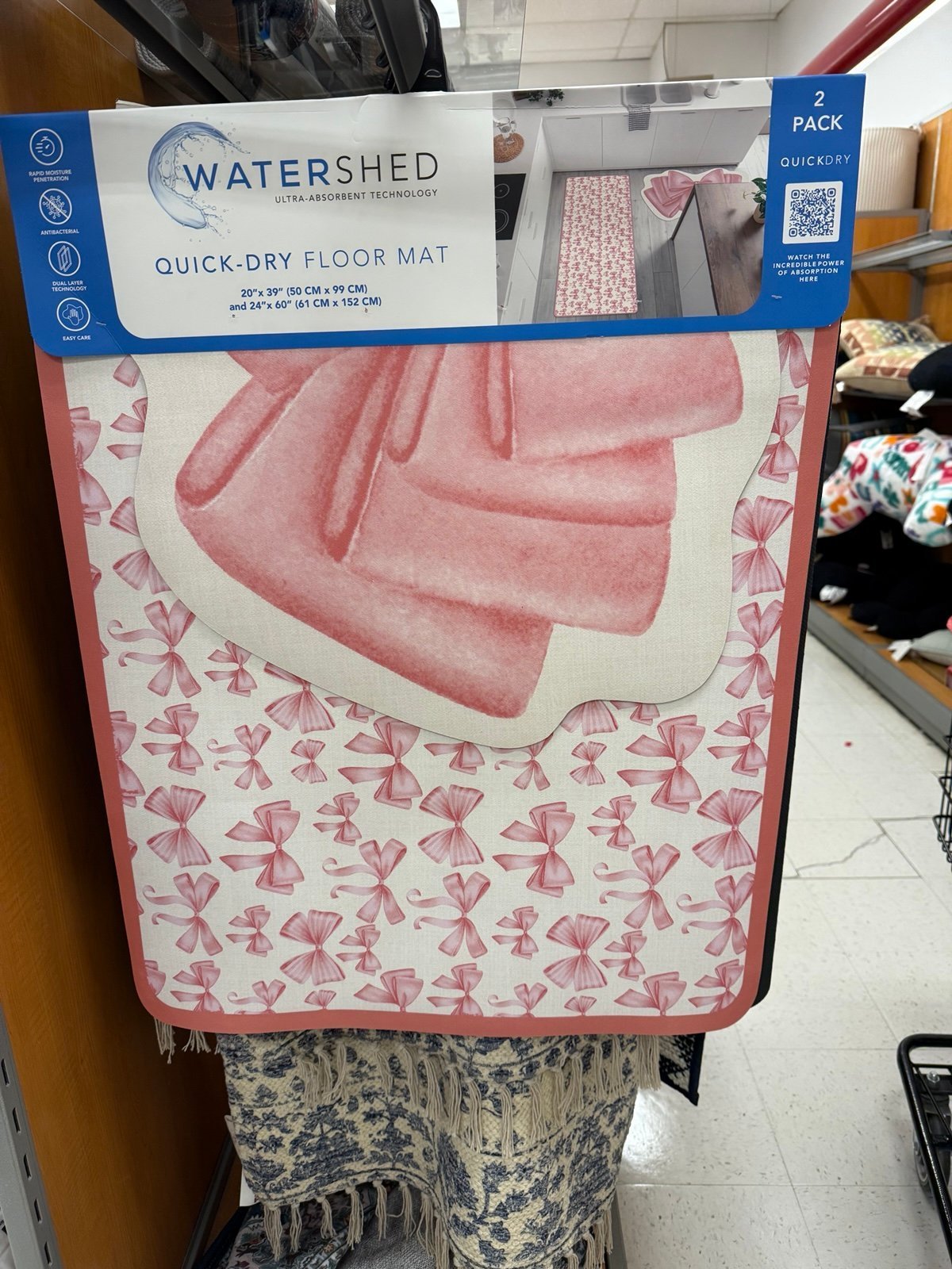 COQUETTE PINK BOW WATERSHED QUICK DRYING MATS