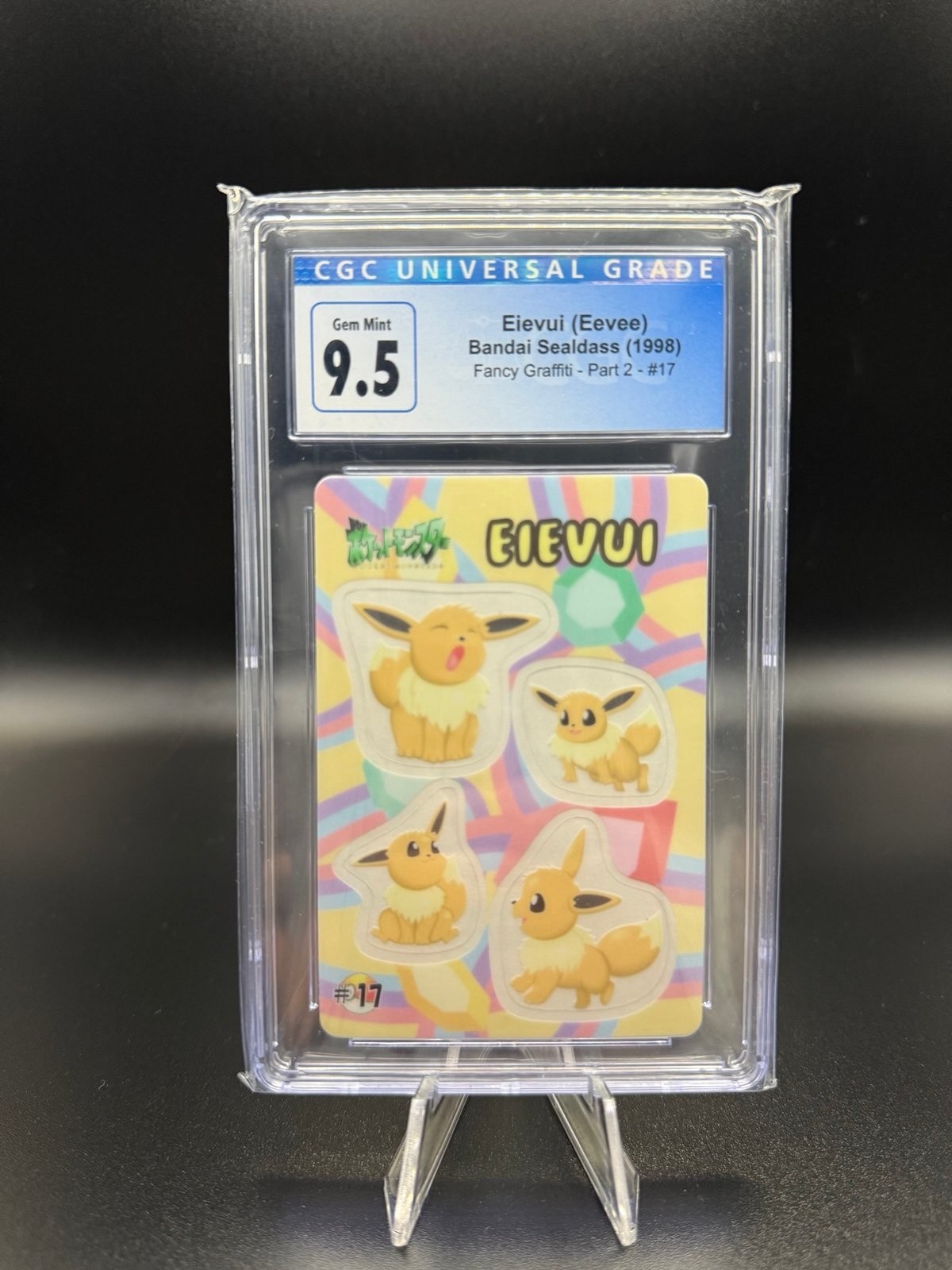 CGC Gem Mint 9.5 Eievui (Eevee) Bandai Sealdass 1998 Fancy Graffiti #17