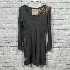 Johnny Was JWLA Grey Long Sleeve Floral Embroidered Gray Dress Size Small