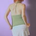 y2k tropical green halter top with white and black stripes