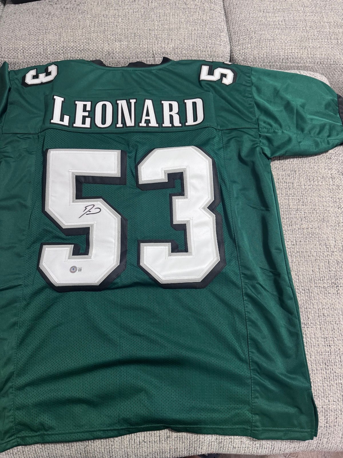 Darius Leonard signed autograph custom jersey -Beckett coa -Philadelphia Eagles