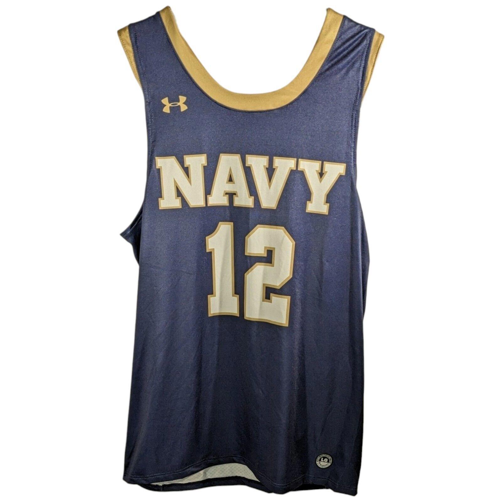 Navy Midshipmen Mens Basketball Jersey #12 Navy Blue Sz Large Under Armour
