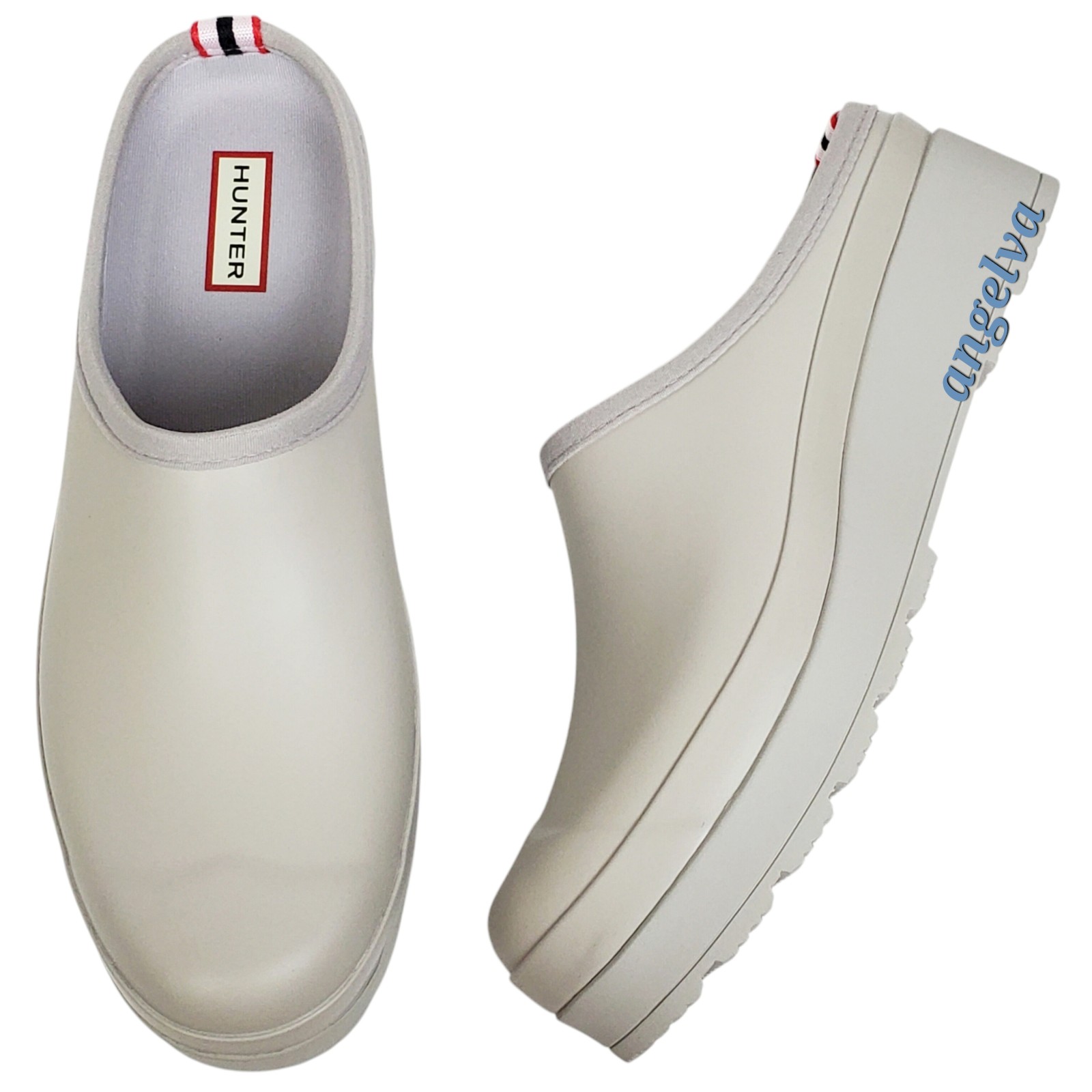 New Hunter original play slip on clogs gray waterproof platform wedge comfy work