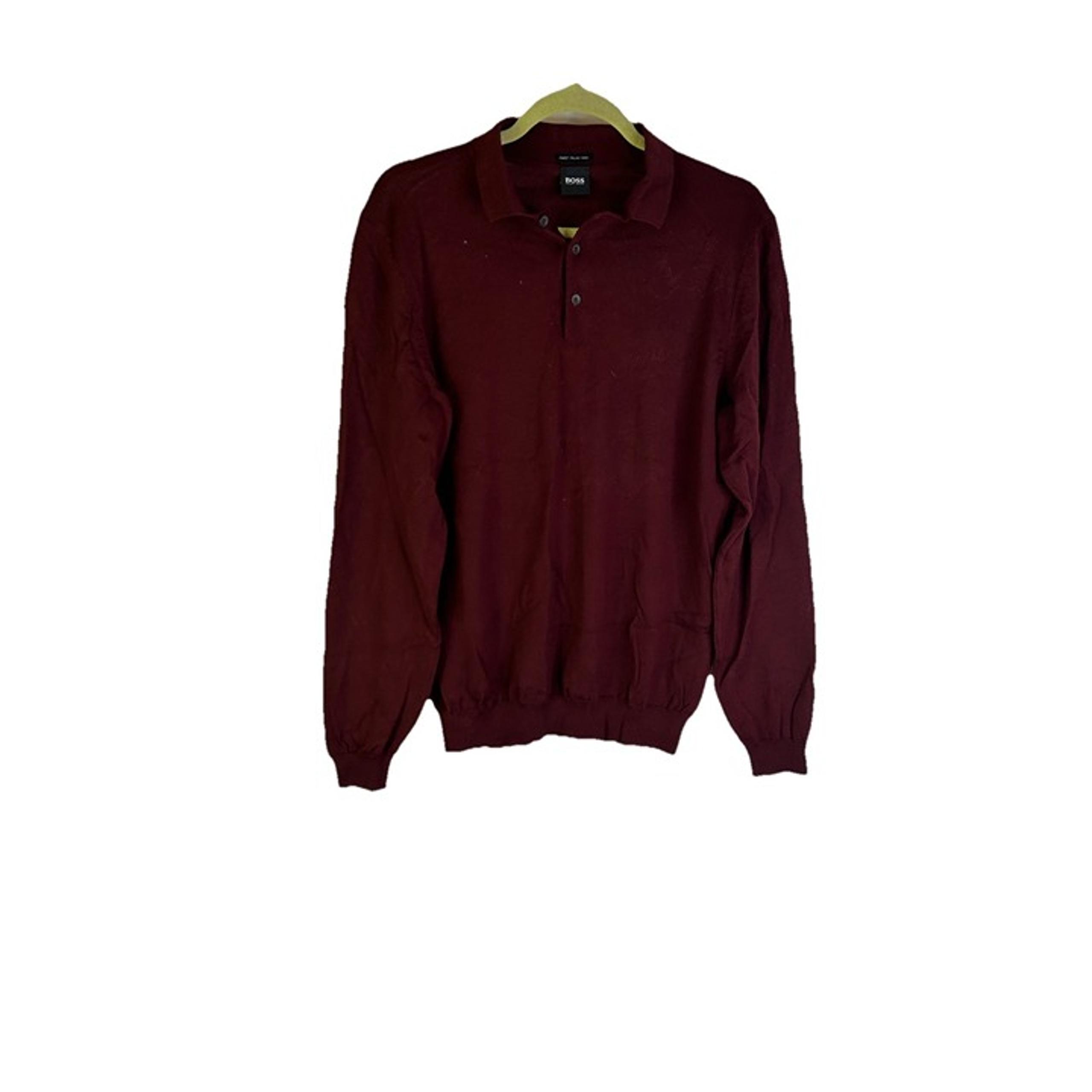 Hugo Boss Finest Italian Yarn Wool Collared Henley Shirt Mens Medium