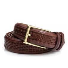 Allen Edmonds Basketweave Leather Belt Mens Size 34 Warm Brown Calfskin