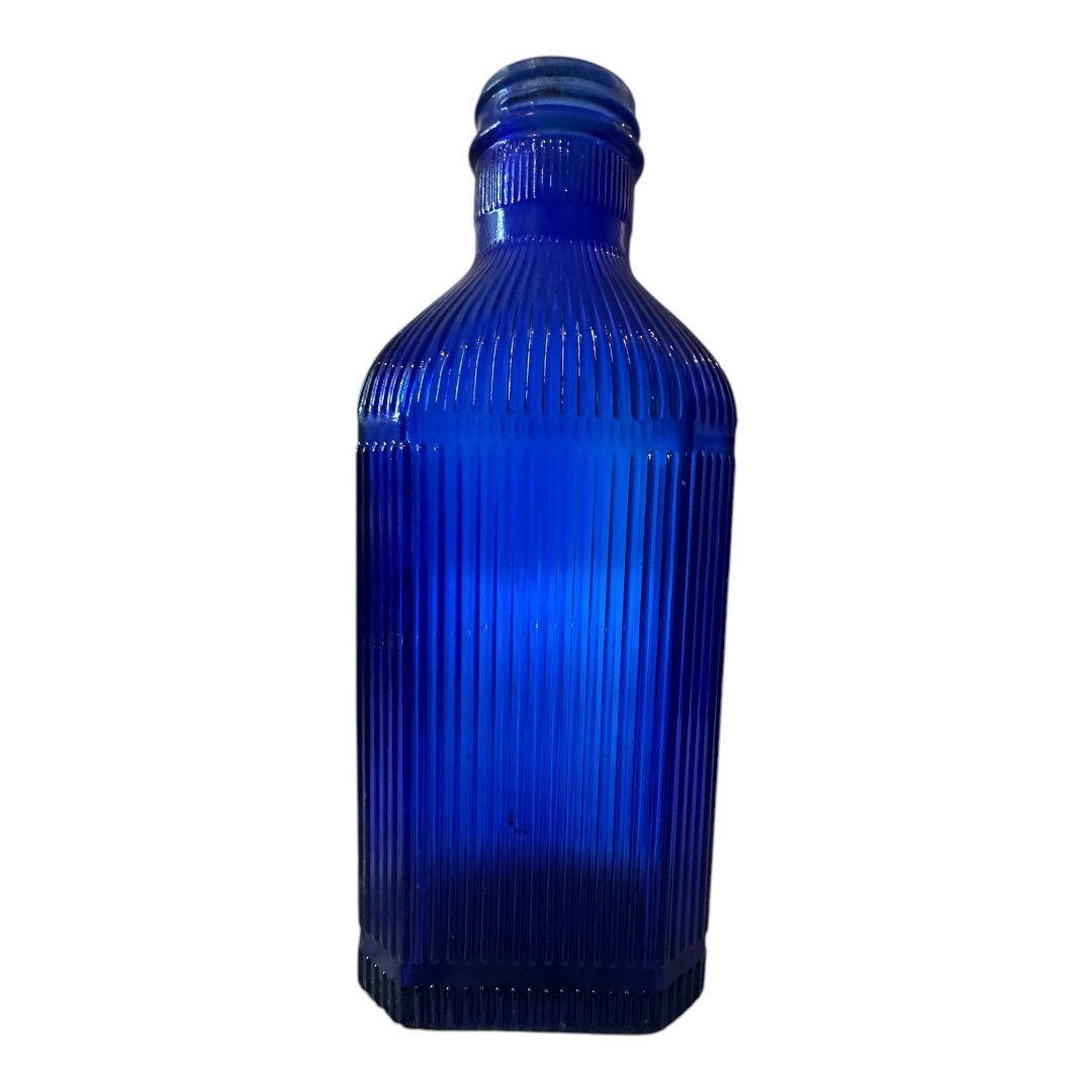 Ribbed Cobalt Blue Apothecary Bottle