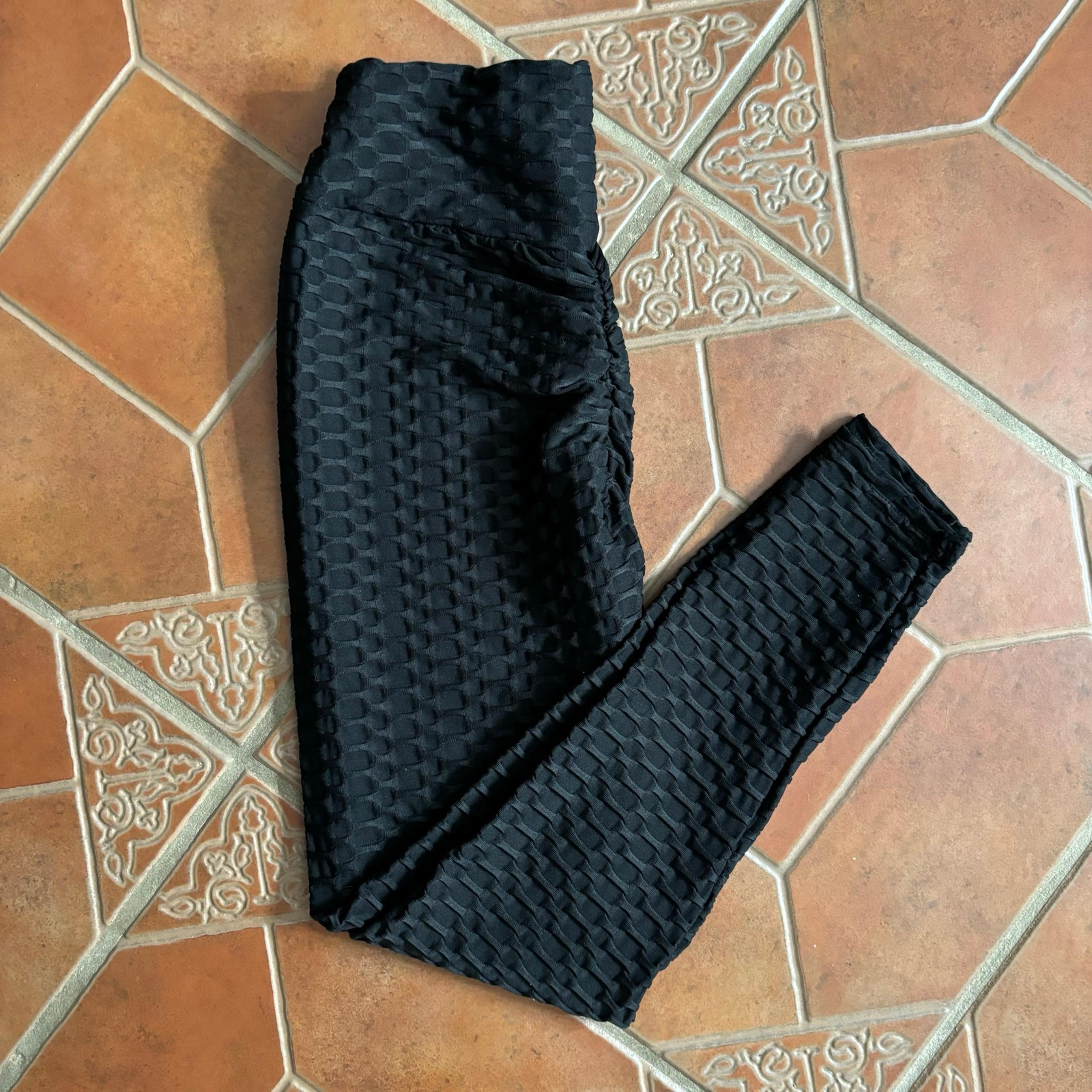New Mix Ruched Butt Sculpting Black Athletic Workout Leggings Size M