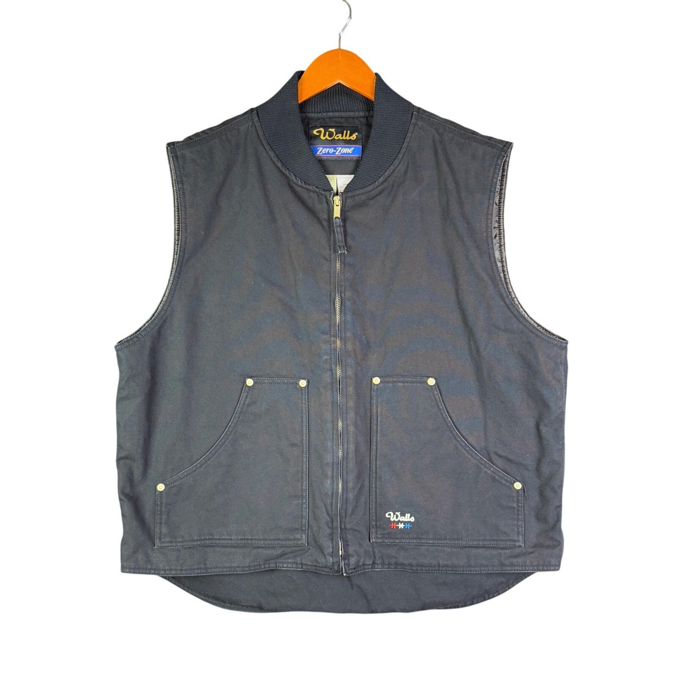 Walls Zero Zone Canvas Quilted Lined Vest Western Black Mens XL Chest 46-48 EUC