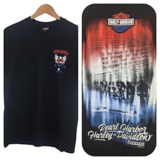 Harley-Davidson Mens Large Black Hawaii Pearl Harbor USA Military T Shirt