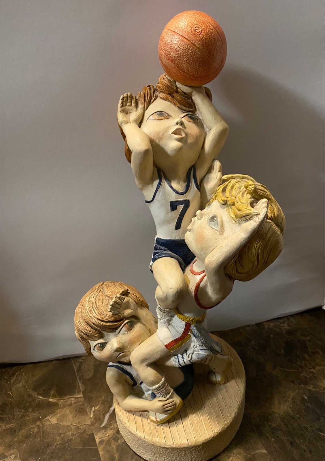 Vintage Dan Hughes Basketball Players Boys Youth Kids Chalk ware Statue/ Sculptu