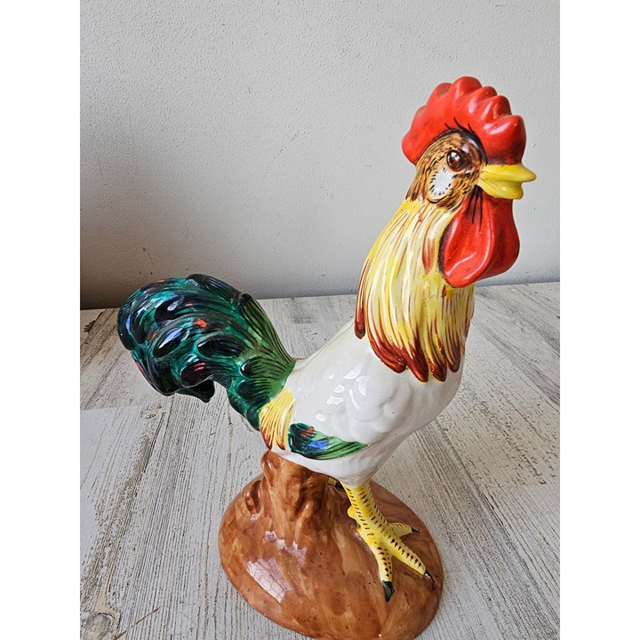 Vintage Italian Italy rooster chicken statue figurine ceramic porcelain