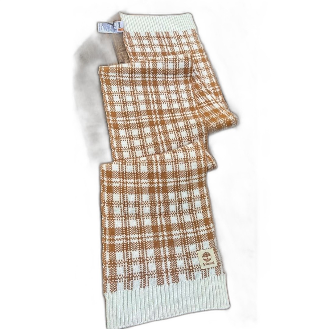 NWT Timberland Scarf Camel Brown & White Houndstooth