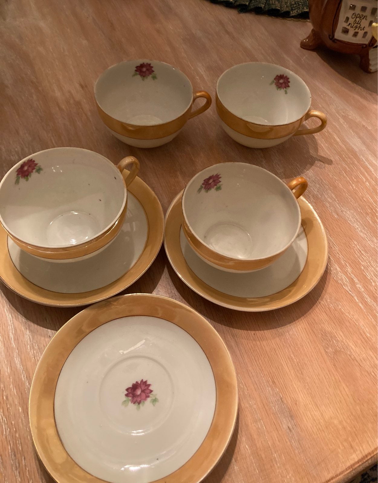 Vintage Set of 4 tea cup saucer set occupied japan