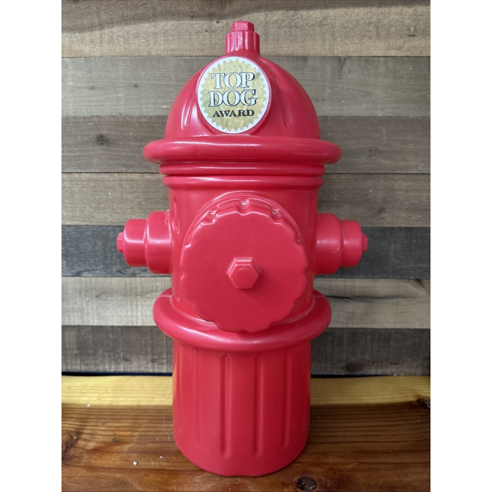 BLOW MOLD Plastic Red Fire Hydrant Container Removable Lid Storage 23''X12X15