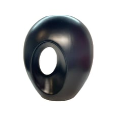 RARE BLACK Sporvil Round Donut Ceramic Vase Made in Portugal