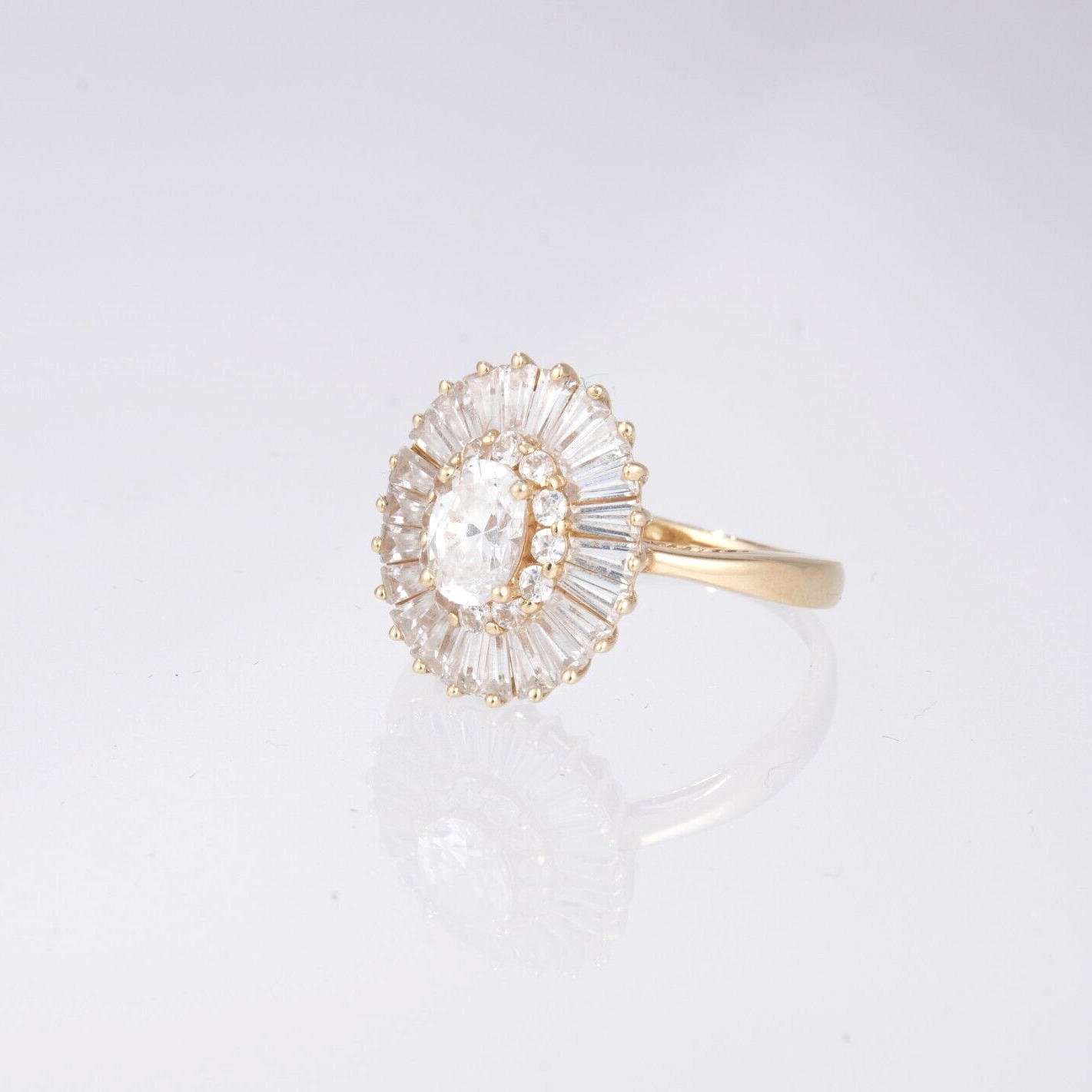 SW Estate 2+ TCW Double Halo Cocktail Ring 14K Diamond Alternative CZ Designer