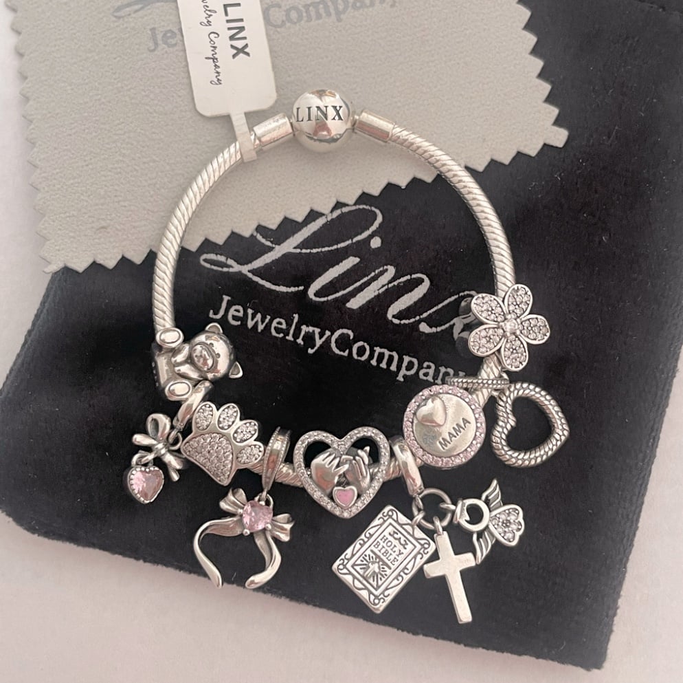 Linx Snake Chain Bracelet with Religious Mama Themed Charms