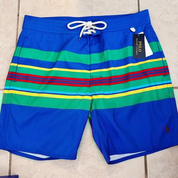 NWT Polo Ralph Lauren Board Shorts / Swim Trunks Lined - Blue Green Yellow Red
