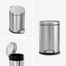 4.5 Liter / 1.2 Gallon Round Bathroom Step Trash Can, Brushed Stainl dfsa