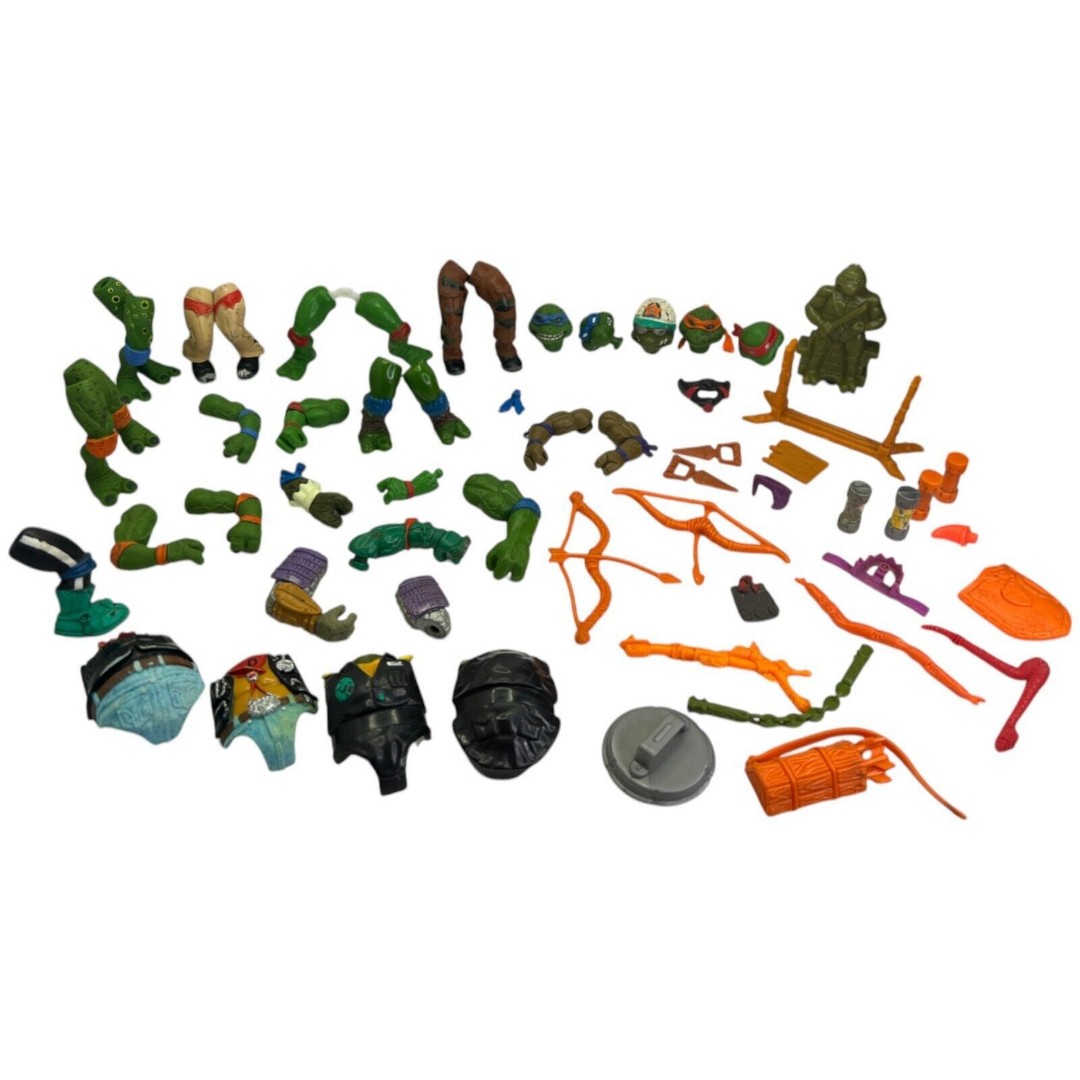 TMNT Ninja Turtles Accessories Weapons Parts Lot of 55 Raph Don Monsters Repair