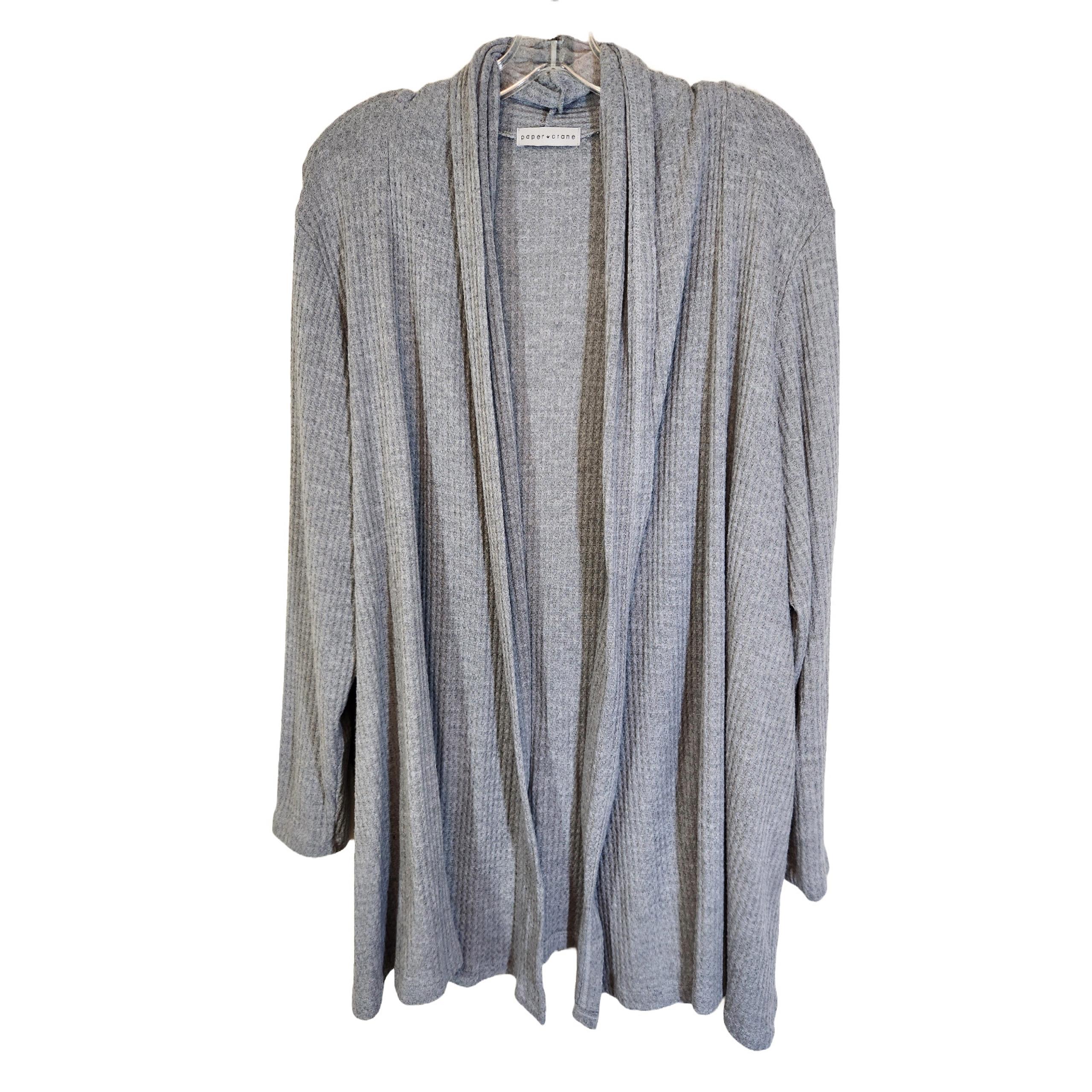 Paper Crane Gray Waffle-Knit Cardigan Sweater 2X