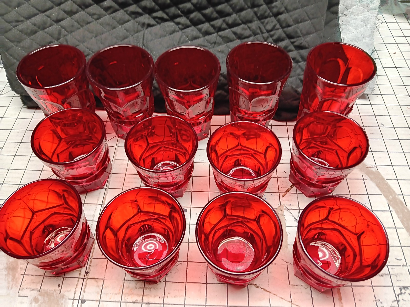 Vintage. Ruby Red. Glasses. Lot. 5 large ,8 small